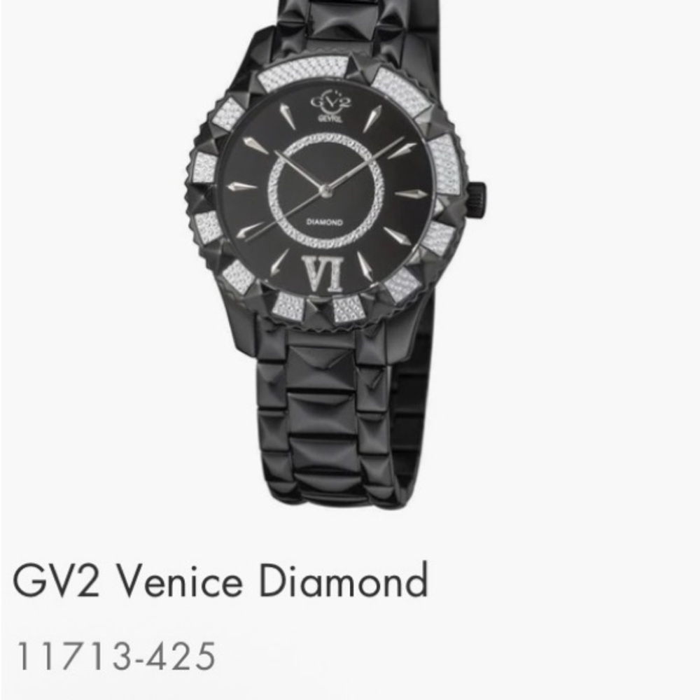 $2,995 RETAIL AUTHENTIC  GV2 Venice Diamond Black Luxury Watch